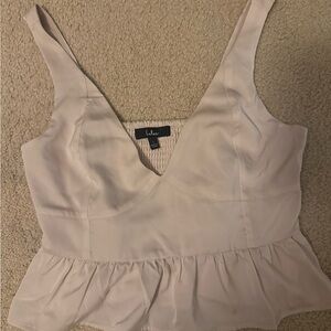 Lulu's Elegant Cream Sleeveless Blouse